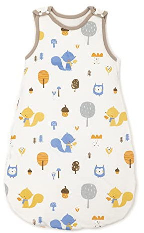Baby Circle® Babyschlafsack, Schlafsack rund 2.5 TOG, 100% Bio-Baumwolle, Ganzjahresschlafsack, Schlummersack zum Füße wärmen, Schlafsack Winter und Sommer (Eule | Squirrel, 90 cm)