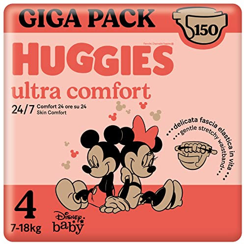 Huggies Ultra Comfort, Windeln Größe 4 (7-18 kg), Disney-Design, Vorratspackung, 150 Stück