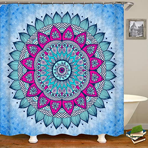 YTITILUCK Verschiedene indische Mandalas 3D-Druck Duschvorhang Polyester Badezimmer Duschvorhang Wohnkultur mit Haken 200 x 220 cm (B x L) extra Langer Duschvorhang