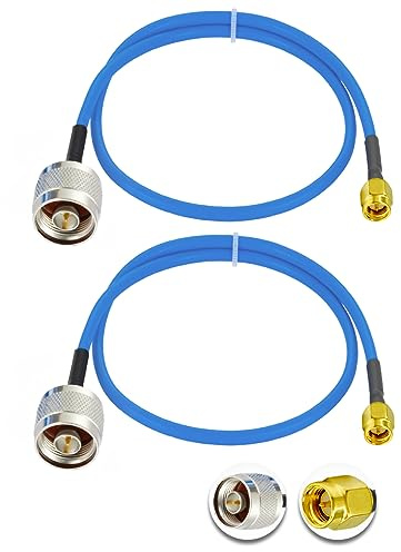 Vecys 2PCS SMA Macho a N Tipo Macho RF Cable Coaxial N Tipo RF Coaxial Pigtail Cable 20 /50CM RG402 SMA Macho 50 Ohm Baja Pérdida de Cable de Extensión