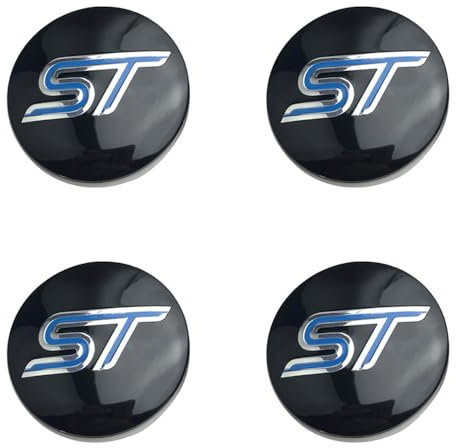 KAnduo 4 Stück Auto Radnabenkappen Radnabenabdeckung kompatibel mit für Ford ST Focus x 2 3 Kuga Fiesta Mondeo 54mm 56mm 60mm,60mm- Black-Blue