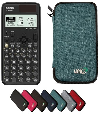 Casio fx-991CW including a WYNGS protective case in Turquoise - Basic Set