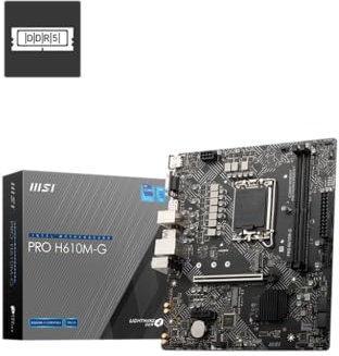 MSI PRO H610M-G ProSeries Motherboard (Support 14th/13th/12th Gen Intel Processors, LGA 1700, DDR5, PCIe 4, 1Gbps LAN, M.2, SATA 6G, USB 3.2 Gen1, mATX)
