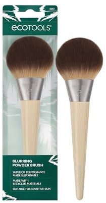EcoTools Blurring Powder Makeup Brush, For Loose & Pressed Powder, Large Makeup Brush For All-Over Application, Fluffy, Synthetic Bristles, Eco Friendly, Cruelty-Free, & Vegan, 1 Count