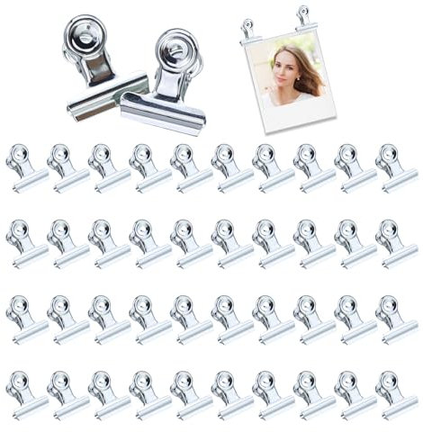 HXMJIED 40PCS Silver Binder Clips, 0.87 Inch(22MM) Metal Hinge Clips, Mini Metal Binder Clips, Mini Paper Clips, Clip Metal Photo Clip