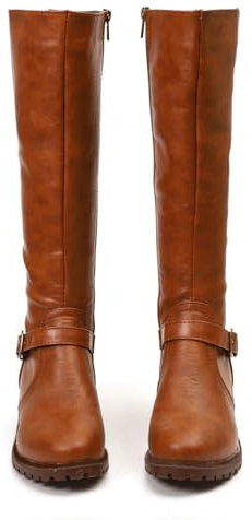 Dasongff Bottes Mollets Larges Femme Boots Equitation Femme Boot Equitation Bottes de Chevalier Chic et Élégant Santiags à Talons Bas Botte Cavalières Confort Femmes Cavalière Bottes de Neige