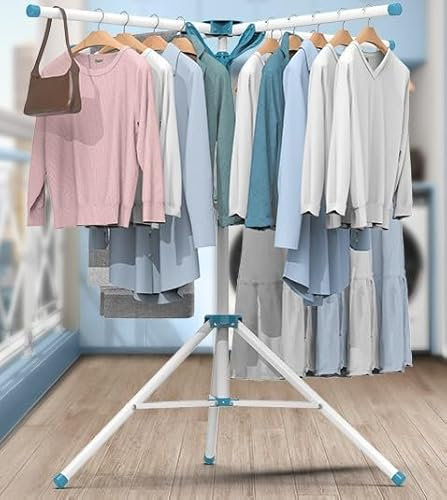 MLHpeak Tripod Clothes Drying Rack Folding Indoor, Portable Drying Rack Clothing and Height-Adjustable, Space Saving Laundry Drying Rack