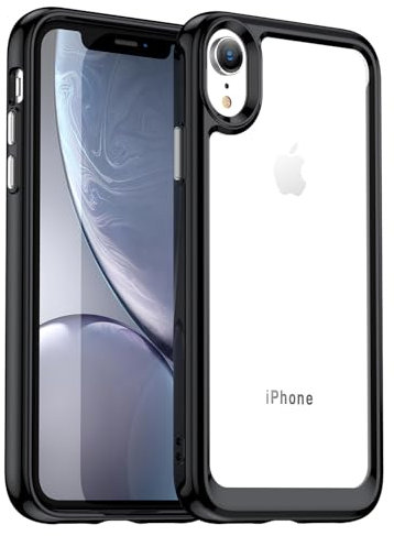 AWZHYDT Designed for iPhone XR Phone Case[ 360 Full Rubber Bumper & Transparent Back Cover] Anti-slip and anti-fingerprint Cover for iPhone XR 6.1(Black)