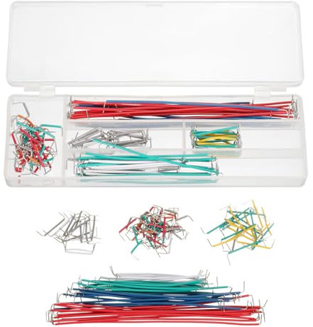 sourcing map 140Pcs 1Pin Breadboard Jumper Wire Kit 2-125mm Length U Shape Terminal Connector PCB Circuit Board for Breadboard Prototyping Solder with Plastic Box