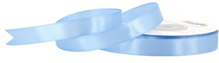 Satinband 12mm x 25m Rolle - FARBAUSWAHL in 3/6/12/18/25/38/50/75/100mm - farbecht & waschbar - Schleifenband für Hochzeit - Geschenkband zum Verpacken Dekorieren Basteln - Eisblau 333