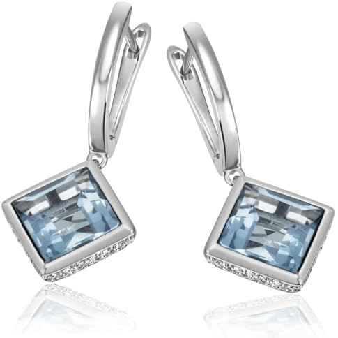 Goldmaid Damen Ohrringe 925 Sterlingsilber 2 echte Topase blau 32 Zirkoia weiß