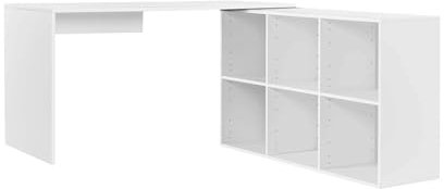 mokebo Eckschreibtisch groß in Weiß mit Stauraum 'Der Produktive', auch als Schreibtisch, Computertisch oder Arbeitstisch im Büro, Kinderschreibtisch oder Gaming Tisch in 145x77x65 (B/H/T in cm)