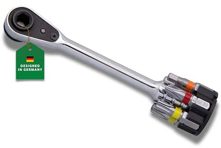 CONTEC Fahrrad-Multitool Micro Ratchet Smart, 6 in 1, Multifunktionswerkzeug, Reparatur Set, Mini-Tool, Multi-Purpose, Innensechskant, Schraubendreher