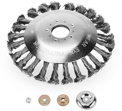 ARyee 8 Strimmer Head, 200mm Steel Wire Grass Trimmer Cutter head, Universal Strimmer Wire Brush Head Attachment Replacement for Garden Lawn Overgrown Area, Bore Diameter 25.4mm
