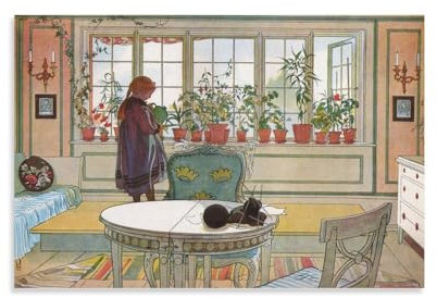 Kunstdruck, Motiv: Blumen auf der Fensterbank von Carl Larsson 1894, Kunstdruck, Poster, 60 x 90 cm