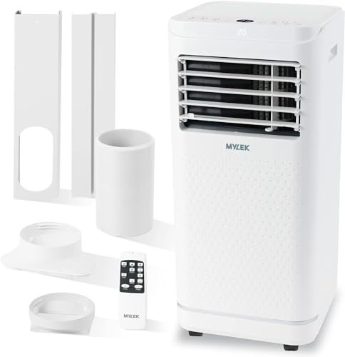 Mylek Air Conditioning Unit, Powerful Portable Air Conditioner 9000BTU AC Unit, Dehumidifier, Mobile Cooling Fan, Digital Display, 2 Speeds, Timer, Window Venting Ventilation Kit [Energy Class A]