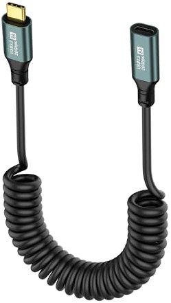 SinLoon Cable en Espiral USB C 3.2 Tipo C 20 Gbps PD 100 W 8K @ 60 Hz - Cable de Carga Rápida y Datos para Teléfono, Tableta y Otros Dispositivos USB C - 1,8 M (Macho a Hembra)
