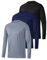 3 Pack Mens Quick Dry Long Sleeve T Shirt Breathable Running Sport Gym Tops UV Sun Protection Hiking Fishing Casual T-Shirt Black/Navy/Grey M