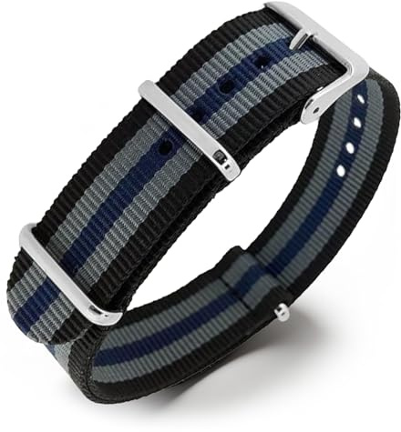 Natos.com - NATO Uhrenarmband, Militär Nylon Strap, Uhrenarmbänder Herren und Damen, Edelstahlschnalle, 18mm 20mm 22mm