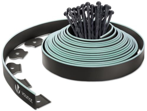 VOUNOT Flexible Rasenkante Länge 10m Höhe 5cm, Schwarz + Hellgrün