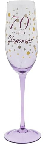 Shudehill Giftware Gold Speckle Birthday Special Age Colourful Flute Glass - 18th, 21st, 30th, 40th, 50th, 60th, 70th Birthday Gift (70)