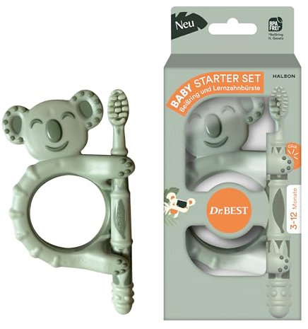 Dr.BEST Baby Starter Set: Beißring und Lernzahnbürste für Babys ab 3 Monate, Beißring gegen Zahnungsbeschwerden, Lernzahnbürste für die schonende Gewöhnung an das Zähneputzen, 1 Stück