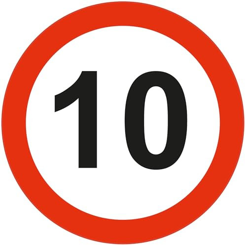 Indigos UG Aufkleber Warnung 10 KMh Schild Verkehr Achtung - 200x200 - Hotel, Firma, Schutz, KITA, Arzt, Praxis, Wohnung - Sicherheit - Warnung