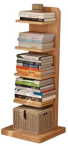 MARIYCH Bookshelves and Bookcases, 5-Tier Ladder Shelf - Wooden Narrow Book Shelf, Vintage Book Rack for Bedroom Living Room Home