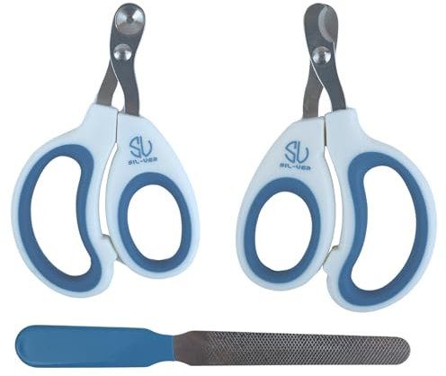 SILVERSTORE®️ 3 Kit Cortauñas para Mascotas Perros y Gatos - Cortauñas con Lima de Acero para Mascotas, Kit de 3 Piezas para Gatitos Perritos Todo Tipo de Mascotas pequeños y Grandes (Blanco)