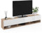 IDMarket Elio - Mueble para TV (180 cm, 2 puertas, estante, madera y blanco