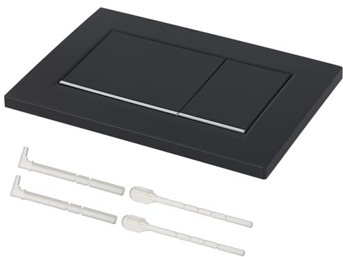Betätigungsplatte drückerplatte Chrom Kunststoff WC spülkasten ersatzteile modell kompatibel mit GEBERIT SIGMA 30, für 2-Mengen Spülungen (matt schwarz mit silber rand)