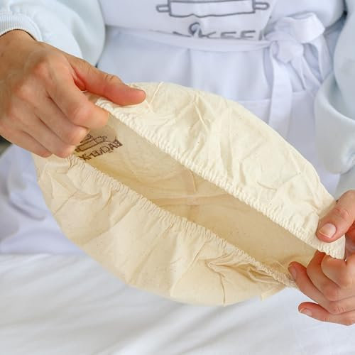 Backefix Gärkörbchen Leinentuch 3er Set – oval für passenden Gärkorb - perfekte Brot Backen Zubehör - Set aus drei Größen: OVAL Durchmesser 30cm, 29cm, 28cm