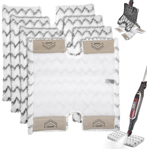 4 almohadillas de repuesto para mopa de vapor Shark Steam Mop S6001UK S6003UK Klik n' Flip con cable, reutilizables y lavables a máquina, almohadillas de microfibra de doble cara para agarre de