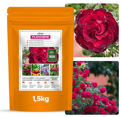 GREEN ORO ORO FLOWERS 1,5KG – Fertilizante de liberación prolongada para rosales y flores de parterre, fertilizante especial
