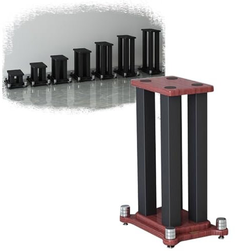IMUNKT Lautsprecherständer Schwarz HiFi-Rack-AV-Regal 80cm Audio Rack Holz Und Metall Lautsprecher Standfuß Bodenständer Für Satelliten(Teak,22x28x30cm)