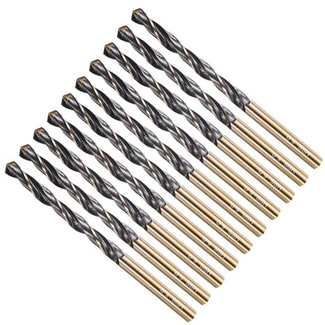 METALLIXITY Drill Bit (5mm) 10Pcs, 4341 High-Speed Steel Straight Shank 118° Black and Gold Finish for Copper Aluminum Wood Plastic Medium Hard Metal
