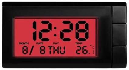 2-in-1 Auto Armaturenbrett Digitaluhr Temperatur Uhr Automobil Kalender Leuchtende Uhr Kleine Automobiluhr Mini Digitaluhr für Auto Armaturenbrett Lüftungsschlitz für Büro Zuhause Schreibtisch (Rot)