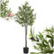 tectake® Albero di Ulivo Artificiale, Foglie Dettagliate con Olive Realistiche, Vaso Stabile in Plastica, Decorazione per Soggiorno, Ufficio e Interni, Facile da Pulire - 150 cm