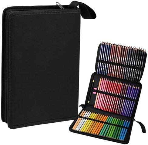Estuche con 72 Ranuras Portalápices, Estuches Gran Capacidad con Asa, para Guardar Bolígrafos de Gel, Lápices de Colores