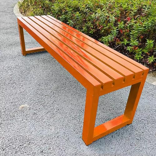 LLZJDDPLY Gartenbank wetterfest, Gartenbank Metall, Wetterfeste Außenbänke, Verandabank für Garten, Balkon, Veranda, Park, Außenbereich, Tragkraft 300 kg(Orange,100cm/39.3in)