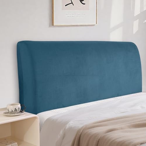 CYCMACO Samt Bett Kopfteil Bezug Universell 150cm, Pfau Blau | Staubdichte Dehnbare Kopfteilbezug, Verdicken Kopfteilbezug Überzug, Strecken, Waschbar, Für Schlafzimmerdekoration