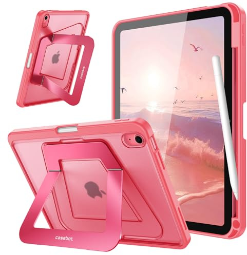 Fintie Ständer-Hülle für iPad A16 11/10 Generation (11/10,9 Zoll), Pink | Für 2025/2022 Modell, Schutzhülle mit Stifthalter & Metall-Ständer, Schlanke, matte Rückseite, flexible Blickwinkel,