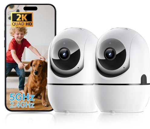 JWQPO Kamera Überwachung Innen 2K Überwachungskamera für Innenräume WLAN Sicherheitskamera WiFi Babyphone, Indoor Hundekamera mit APP, 2-Wege-Gespräch, Bewegungserkennungsalarme Nachtsicht, mit Alexa
