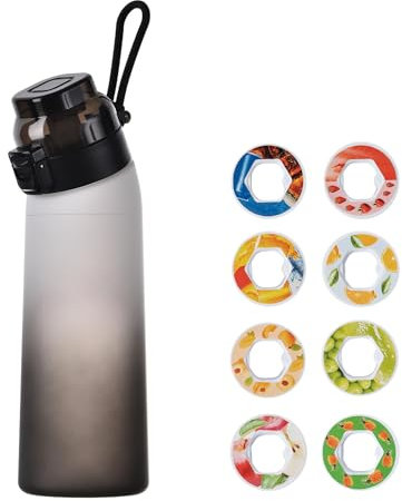 Générique Air gourde up 700ml paille bouteille d'eau de sport avec 8 dosettes de goût aléatoire tritan givré bouteille d'eau Fitness (Dégradé noir)
