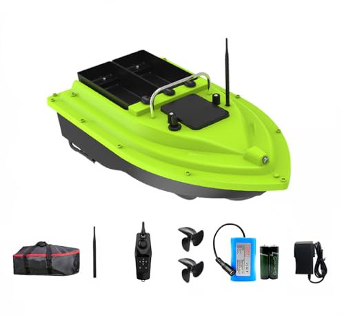 LOKEEVAN 5200/12000mAh 500m Futterboot mit GPS, Angelköderboot mit 2 Köderbehältern 2 kg Nutzlast mit 3 Nachtfluglichter Automatische Kreuzfahrt Rückkehr Kurskorrektur (12000mAh)