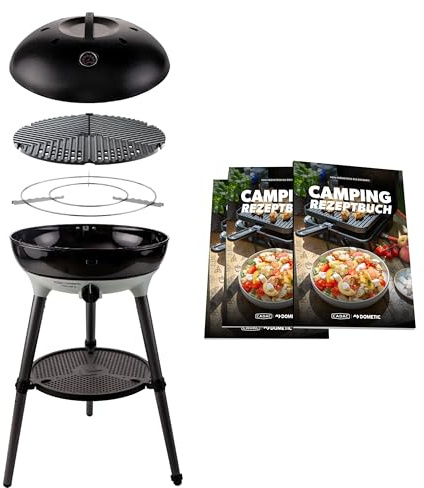 CADAC - Carri Chef 50 BBQ 50mBar + Camping-Kochbuch | Tragbarer Grill mit automatischer Zündung und Rezeptbuch, inkl. Tragetasche, Camping und Grillzubehör, Verwendung im Freien
