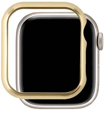 Hülle Edelstahl Kompatibel mit Apple Watch Serie 8 41mm Gold, Glitzer Gehäuse Stoßfest Metall Schutzhülle Kratzfest Ultra Slim Uhrgehäuse Edelstahl Protective Case Kompatibel mit 41mm Series 9/8/7
