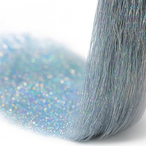 JOFONY 5000 Stränge Lametta Eiszapfen Weihnachtsbaum Glitzer Dekorationen, Schillernde Lametta Folie Fransen für Zuhause Party Geburtstagsfeier Hochzeit (Silber)