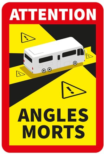 Ambiance Sticker Hinweisaufkleber, laminiert, laminiert, wasser- und UV-beständig, Achtung für tote Winkel, in Frankreich für Wohnmobile mit mehr als 3,5 t – 3 Stück (25 x 17 cm)