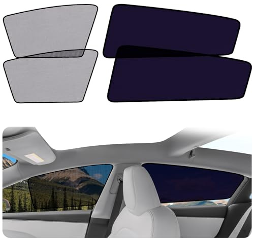 XCBYT Car Window Shades for Tesla Model 3 Highland 2024-2026, Static Cling Privacy Rear Side Window Covers, Clear Front Half Window Shades, Easy Install, No Residue (4 PCS)
